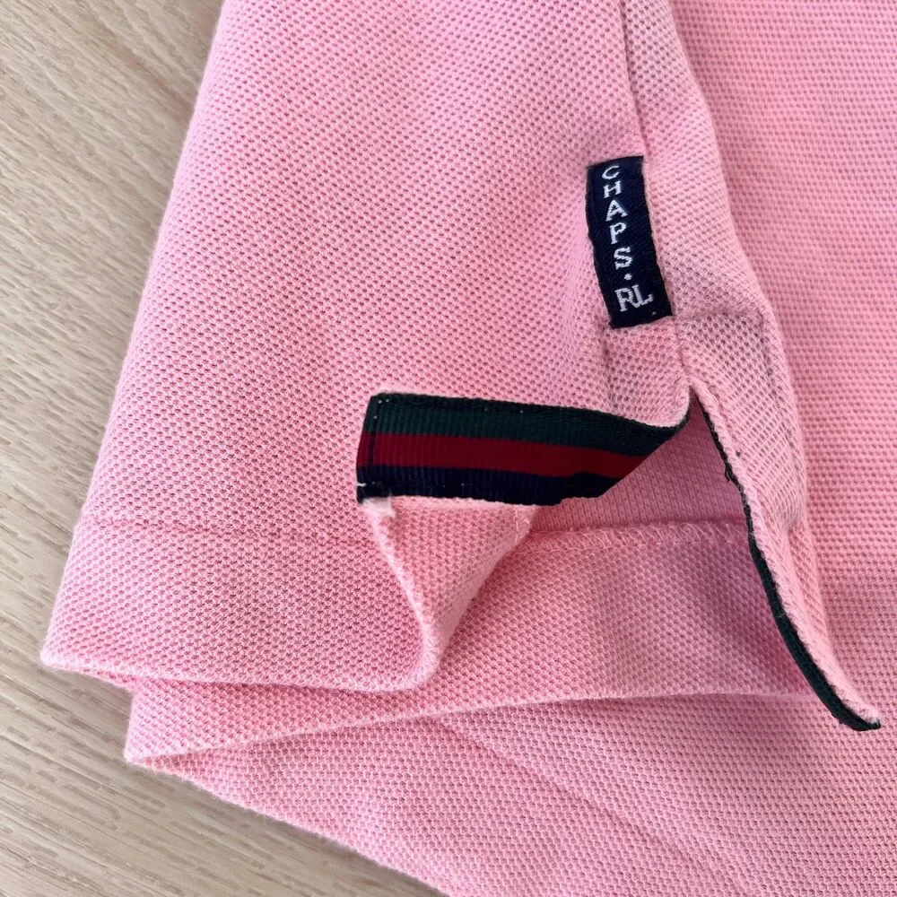Vintage 90s Chaps Ralph Lauren 100% Cotton USA Made Pink Polo Shirt Size Medium - Picture 5 of 15